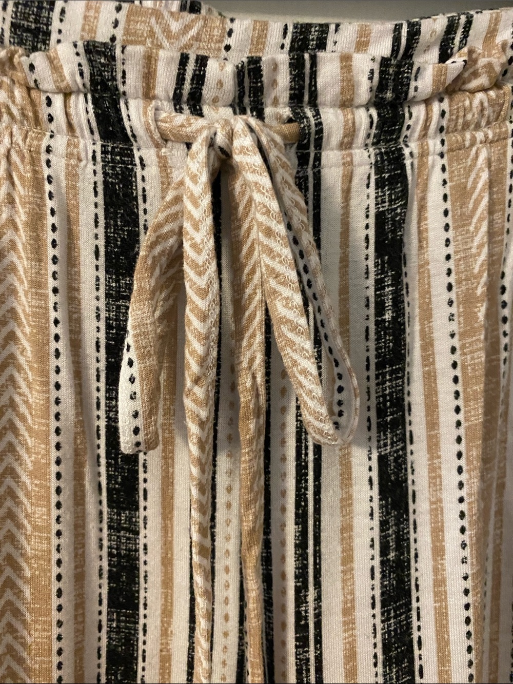 Palazzo Pants Striped Neutral - Black, Cream, Tan - Picture 5 of 6